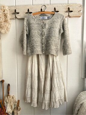 Vintage Chunky Knit Cardigan Wool Cotton Blend Small